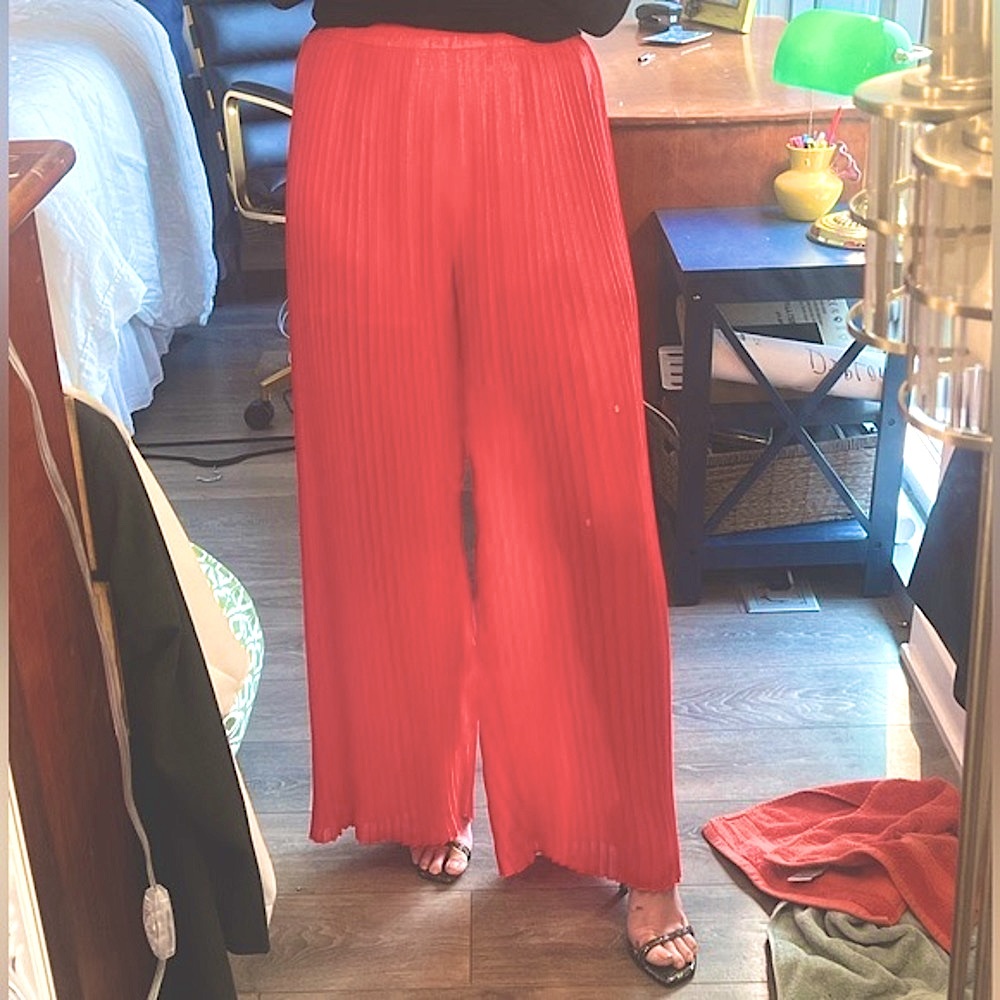 Pleated red pants